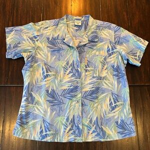 Columbia Blue Tropical Print Hawaiian style Button-Down Shirt
